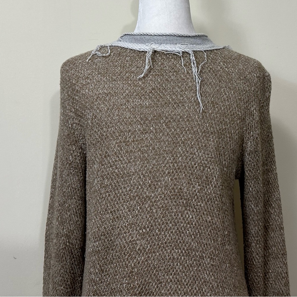 NWOT Pete Cotton Blend Brown Grey Factory Distressed Grunge Wrap Cloak Coat M/L - Picture 11 of 16